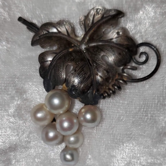 Antique Japanese silver and pearl brooch - Picture 4 of 4